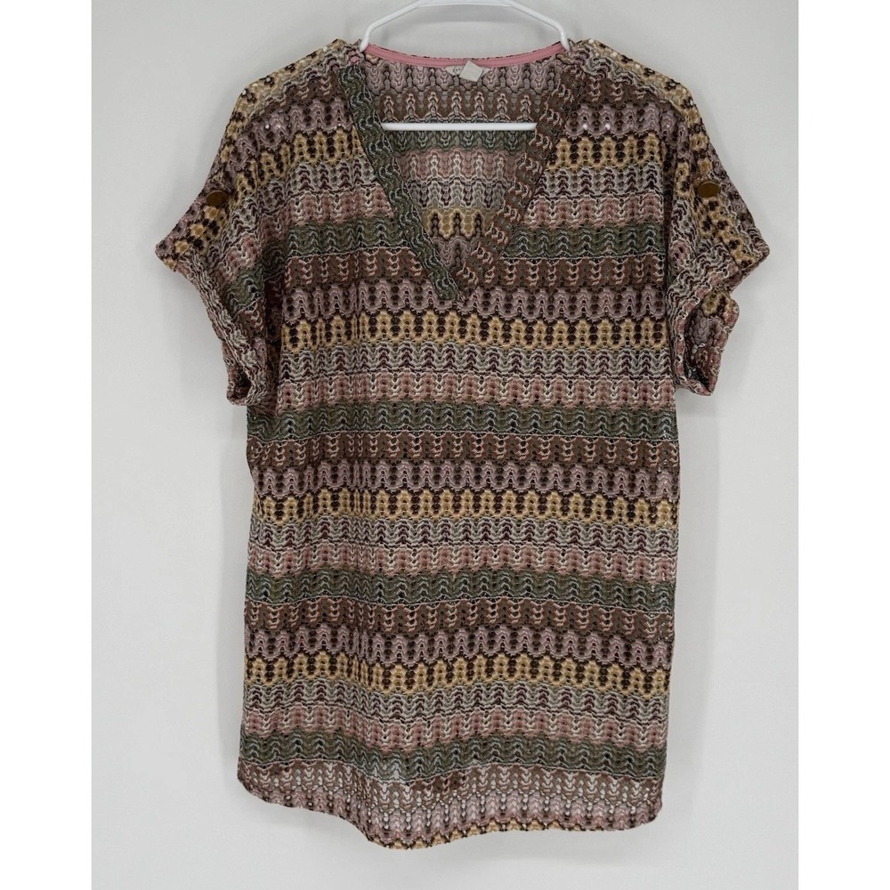 Cato Top Size 18/20 Womens Plus Colorful Lace Whimsy Boho Festival Cottagecore